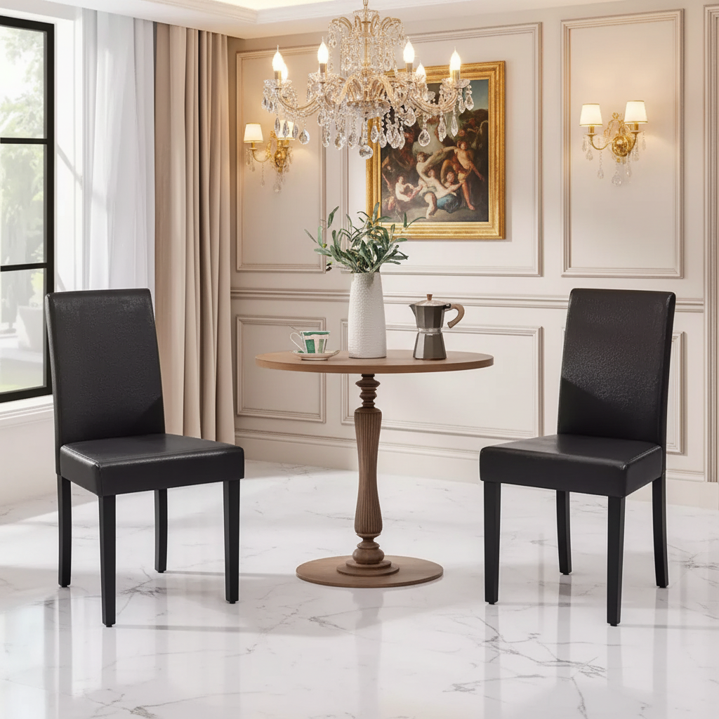 Chaise de salle à manger sans accoudoirs à dossier haut en similicuir