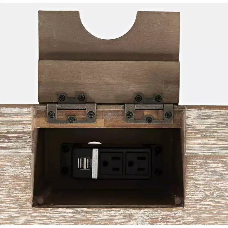 Jofran,Gramercy Mid-Century Modern Chevron Three Drawer USB Charging Desk