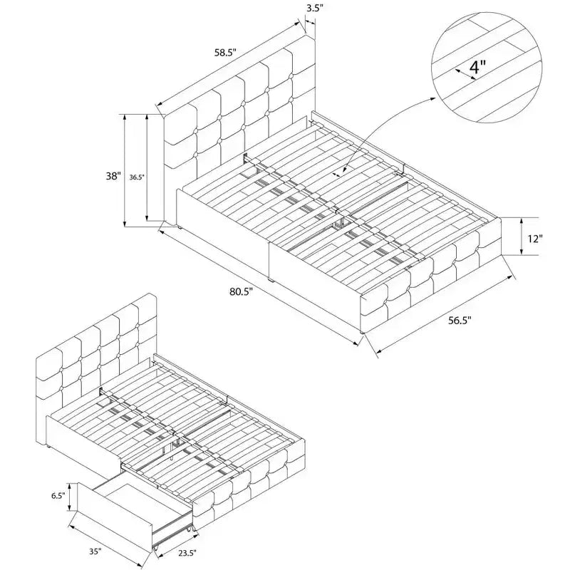 DHP Rose Upholstered Bed with Storage