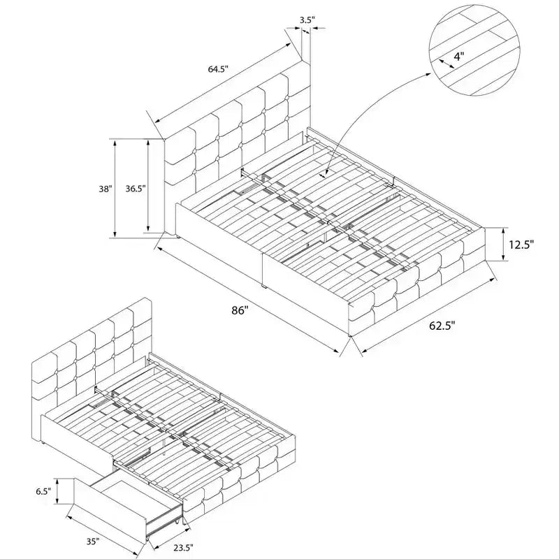 DHP Rose Upholstered Bed with Storage