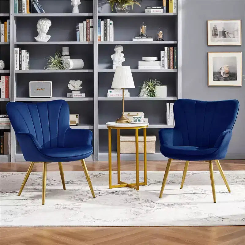 Yaheetech Set of 2 Modern Pleated Curved Accent Chair Set for Living Room, Office, Bedroom