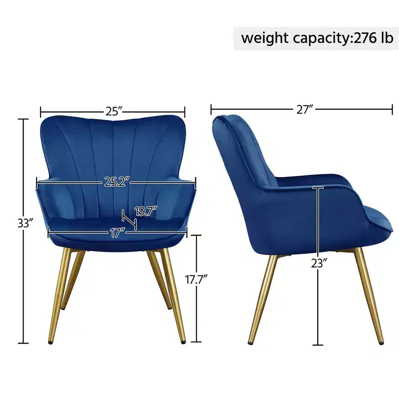 Yaheetech Set of 2 Modern Pleated Curved Accent Chair Set for Living Room, Office, Bedroom