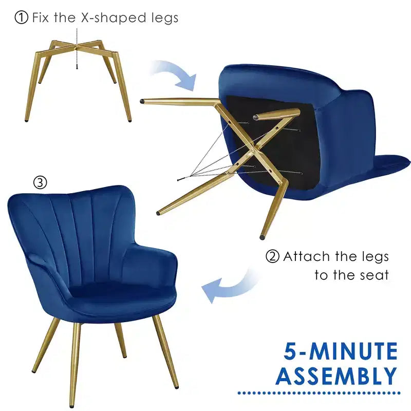 Yaheetech Set of 2 Modern Pleated Curved Accent Chair Set for Living Room, Office, Bedroom