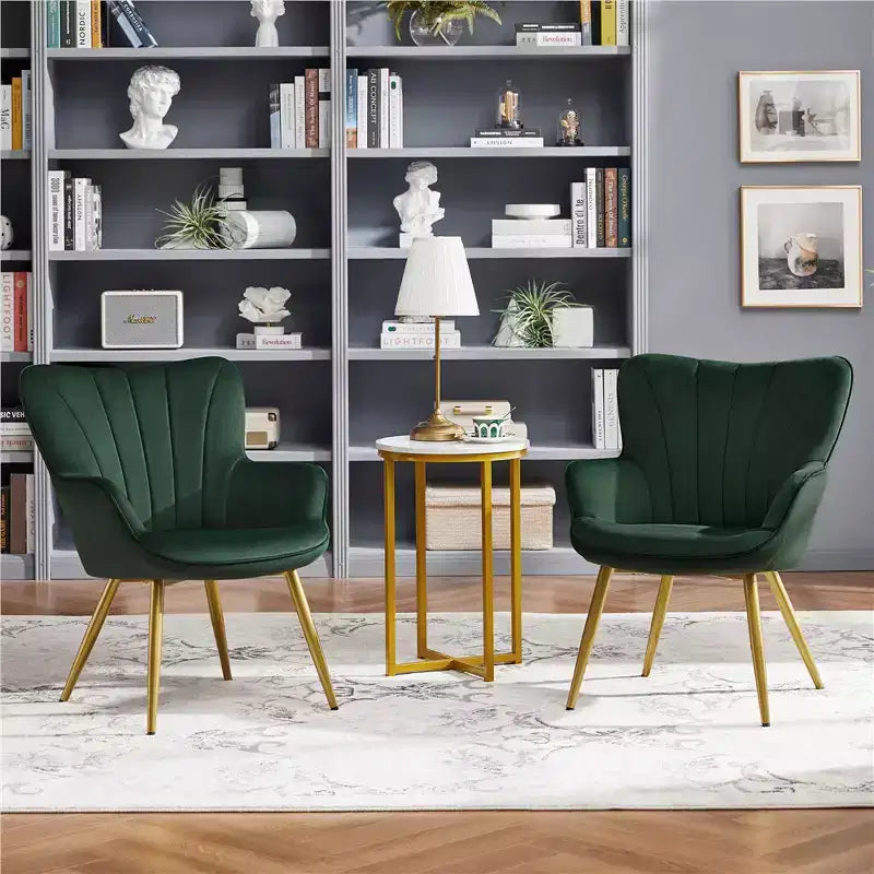Yaheetech Set of 2 Modern Pleated Curved Accent Chair Set for Living Room, Office, Bedroom
