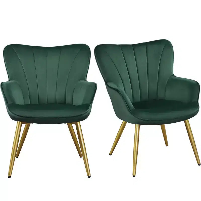 Yaheetech Set of 2 Modern Pleated Curved Accent Chair Set for Living Room, Office, Bedroom