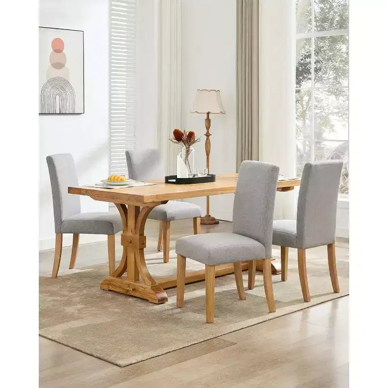 Modern Fabric Dining Chairs Set of 2 Upholstered Curved Backrest, Wood Legs & 265lb Capacity, for Kitchen/Dining Room