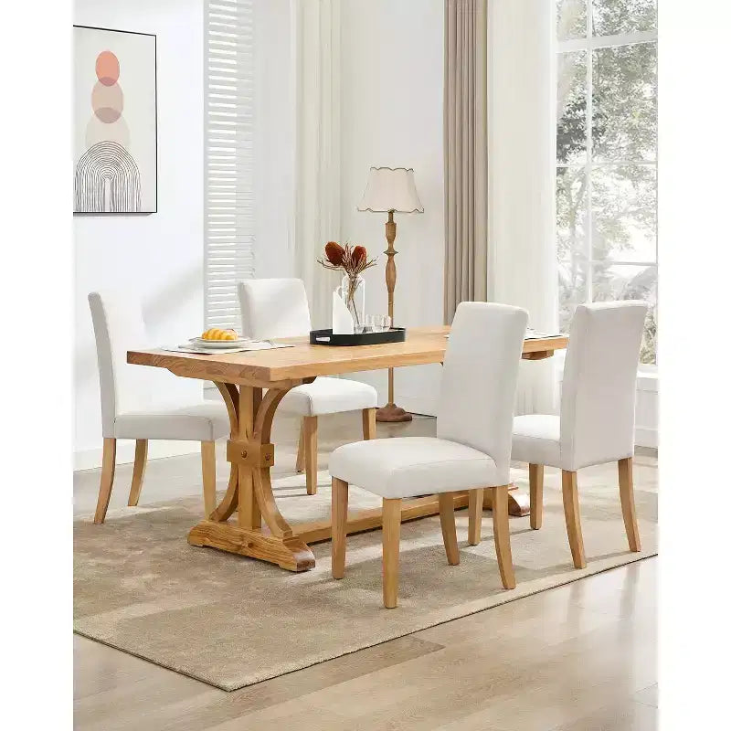 Modern Fabric Dining Chairs Set of 2 Upholstered Curved Backrest, Wood Legs & 265lb Capacity, for Kitchen/Dining Room