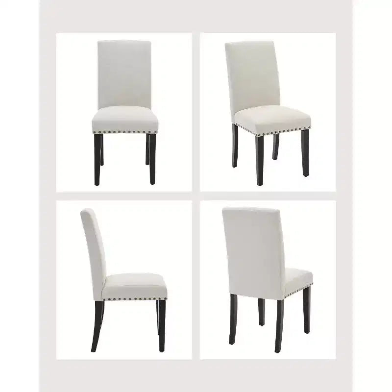 Modern Fabric Dining Chairs Set of 2 Upholstered Curved Backrest, Wood Legs & 265lb Capacity, for Kitchen/Dining Room