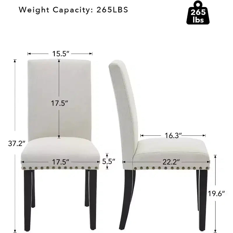 Modern Fabric Dining Chairs Set of 2 Upholstered Curved Backrest, Wood Legs & 265lb Capacity, for Kitchen/Dining Room