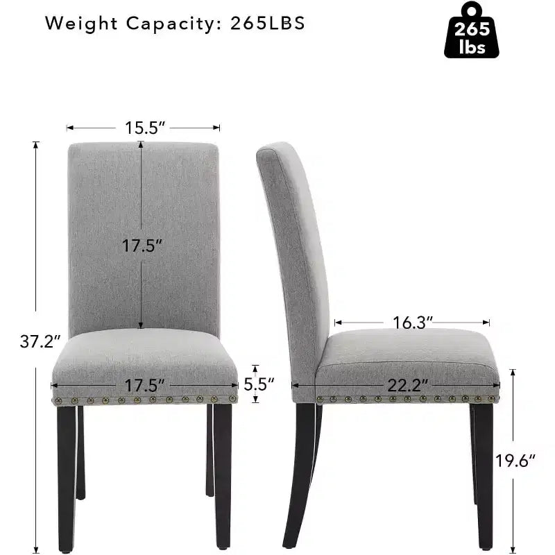Modern Fabric Dining Chairs Set of 2 Upholstered Curved Backrest, Wood Legs & 265lb Capacity, for Kitchen/Dining Room