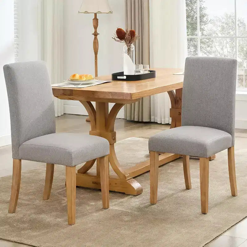 Modern Fabric Dining Chairs Set of 2 Upholstered Curved Backrest, Wood Legs & 265lb Capacity, for Kitchen/Dining Room