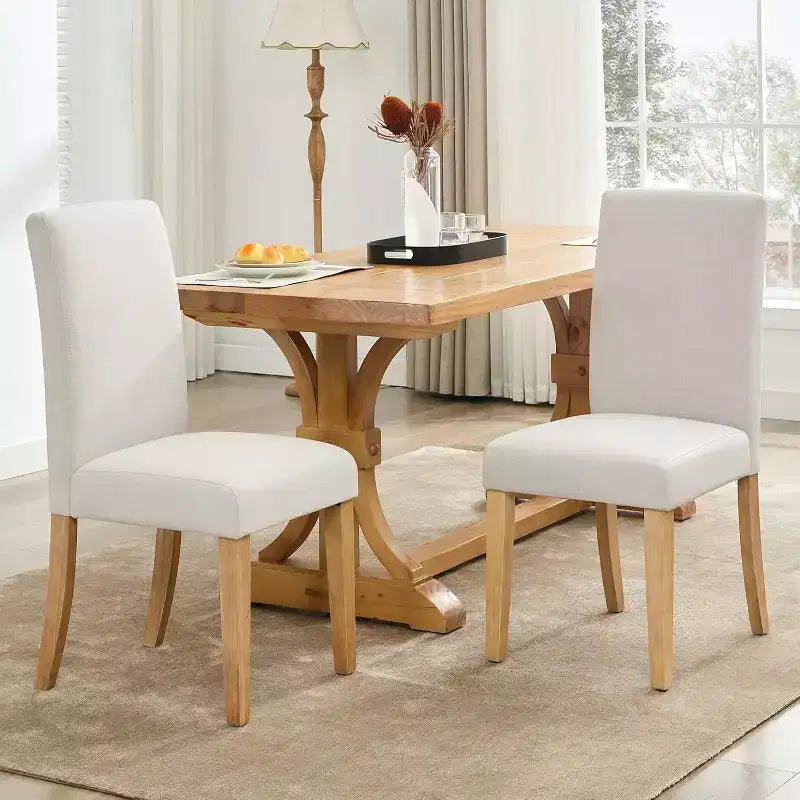 Modern Fabric Dining Chairs Set of 2 Upholstered Curved Backrest, Wood Legs & 265lb Capacity, for Kitchen/Dining Room
