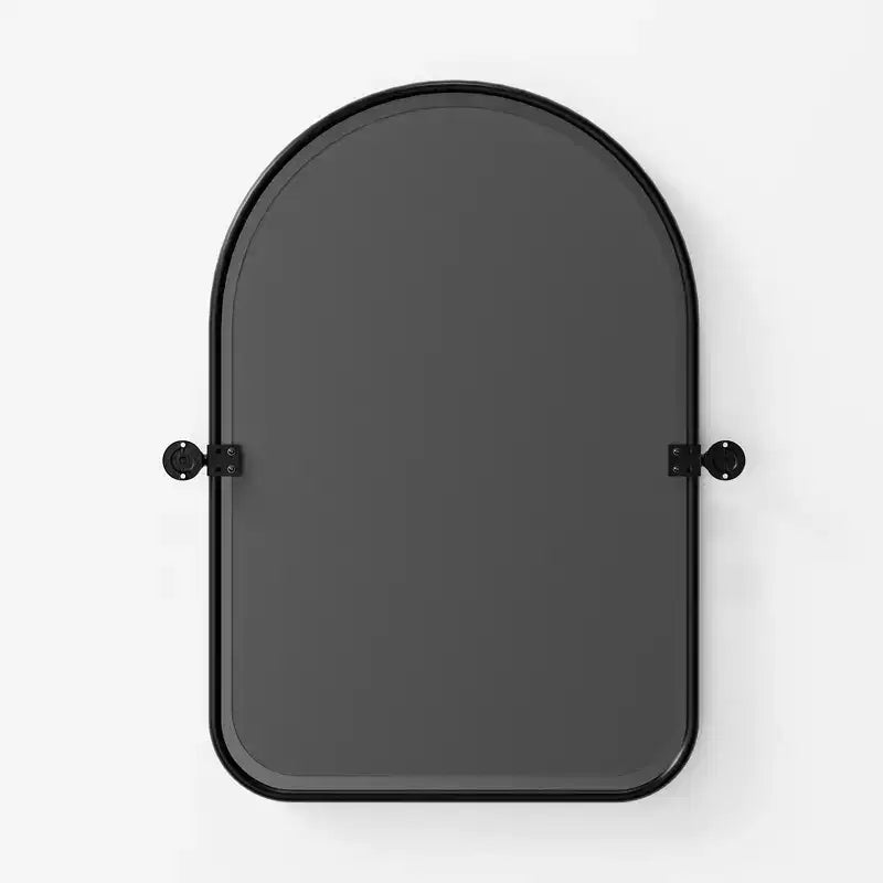 32 x 23 Inch Black Arch Rotatable Hardware Iron Art Frame Wall Mirror Bathroom Mirror