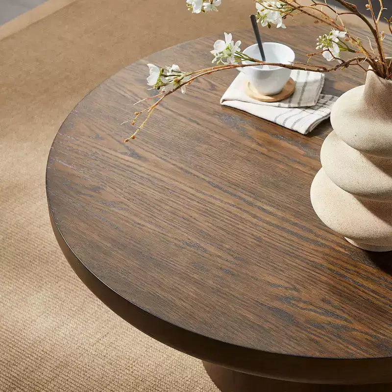GDFStudio Gwendolyn Modern Wood 35.98 Round Pedestal Coffee Table