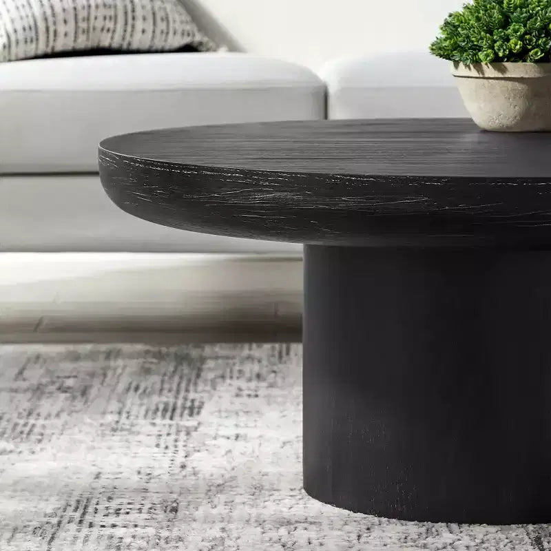 GDFStudio Gwendolyn Modern Wood 35.98 Round Pedestal Coffee Table