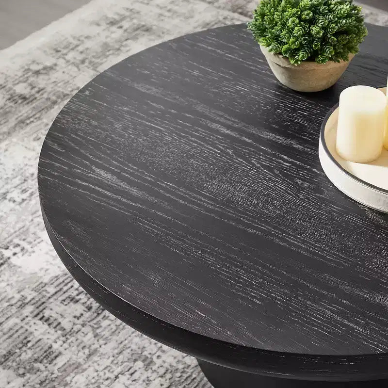 GDFStudio Gwendolyn Modern Wood 35.98 Round Pedestal Coffee Table