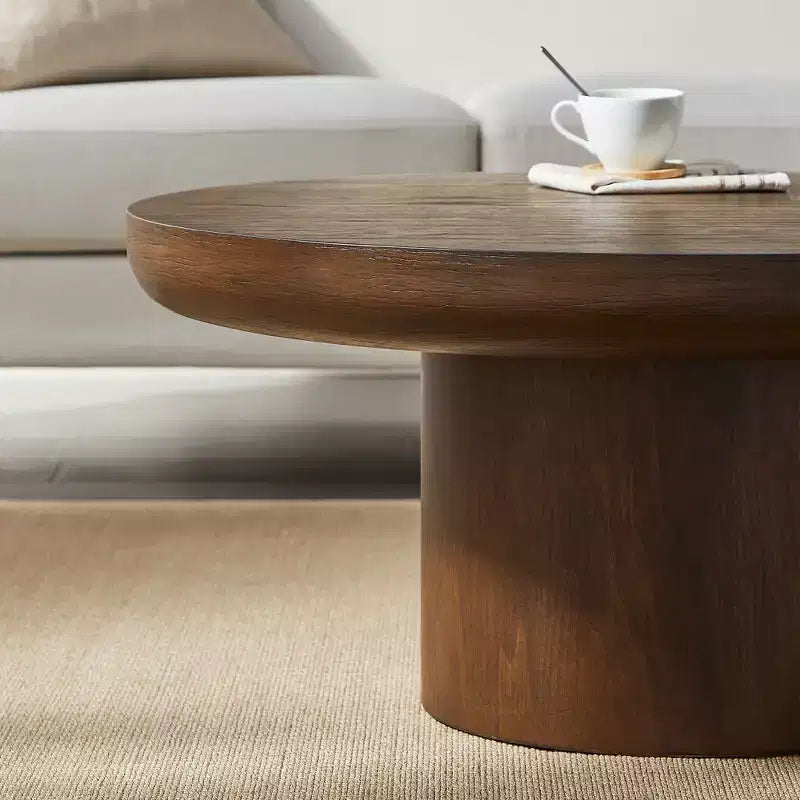 GDFStudio Gwendolyn Modern Wood 35.98 Round Pedestal Coffee Table