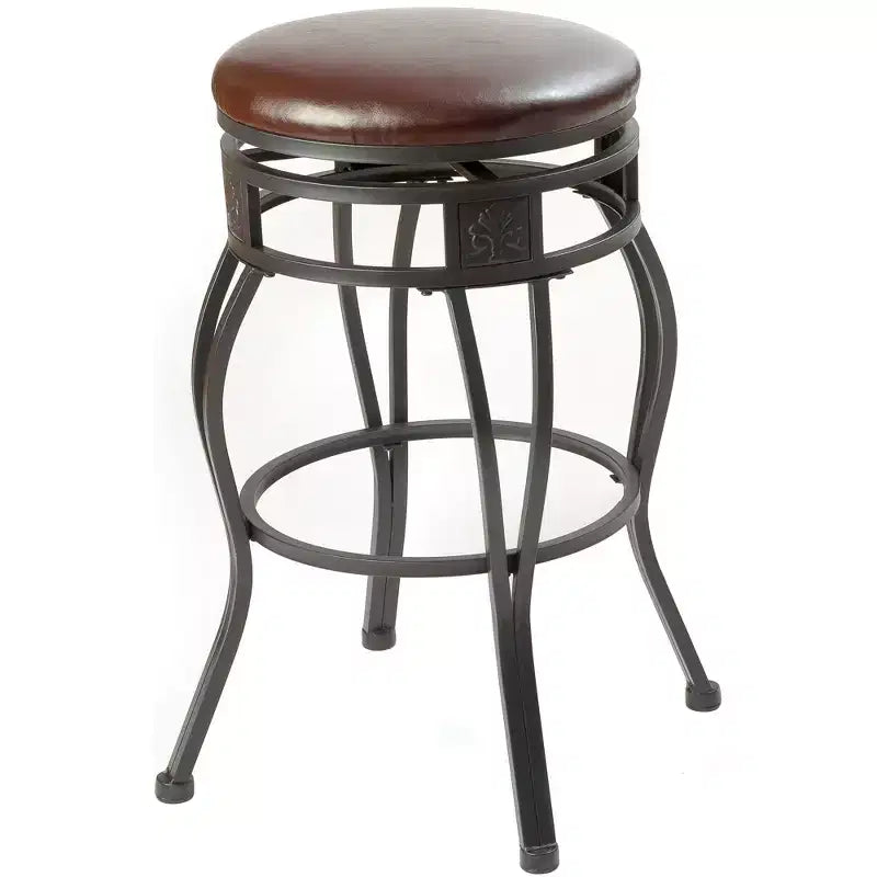 eHemco Swivel Metal Kitchen Counter Height Barstool with Faux Leather Seat, 29 Inches, Black, Set of 2