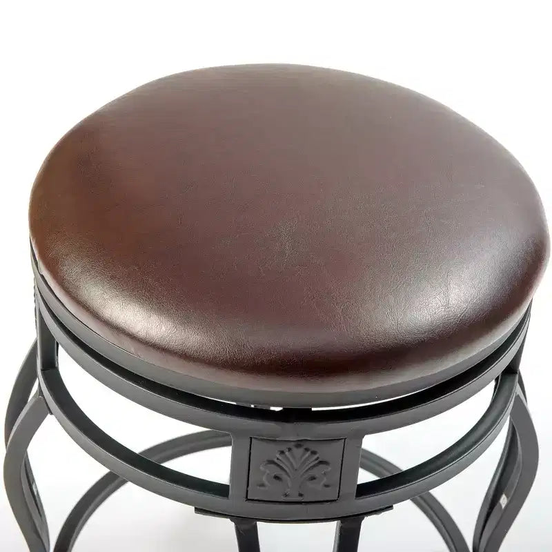 eHemco Swivel Metal Kitchen Counter Height Barstool with Faux Leather Seat, 29 Inches, Black, Set of 2
