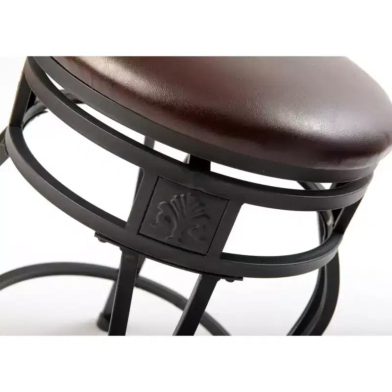 eHemco Swivel Metal Kitchen Counter Height Barstool with Faux Leather Seat, 29 Inches, Black, Set of 2
