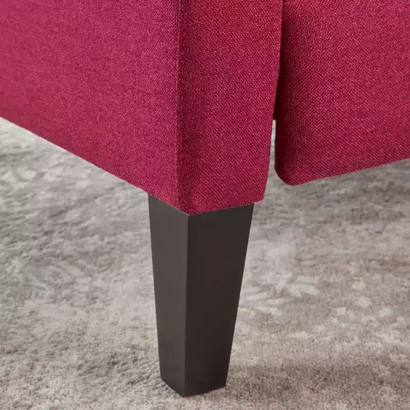 GDFStudio Nissa Contemporary Fabric Tufted Pushback Recliner, Red/Dark Brown