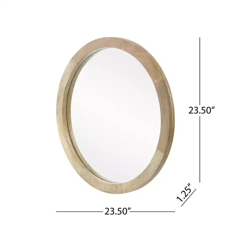 Christopher Knight Home Cheval Modern Handmade Mango Wood Round Wall Mirror, Brown