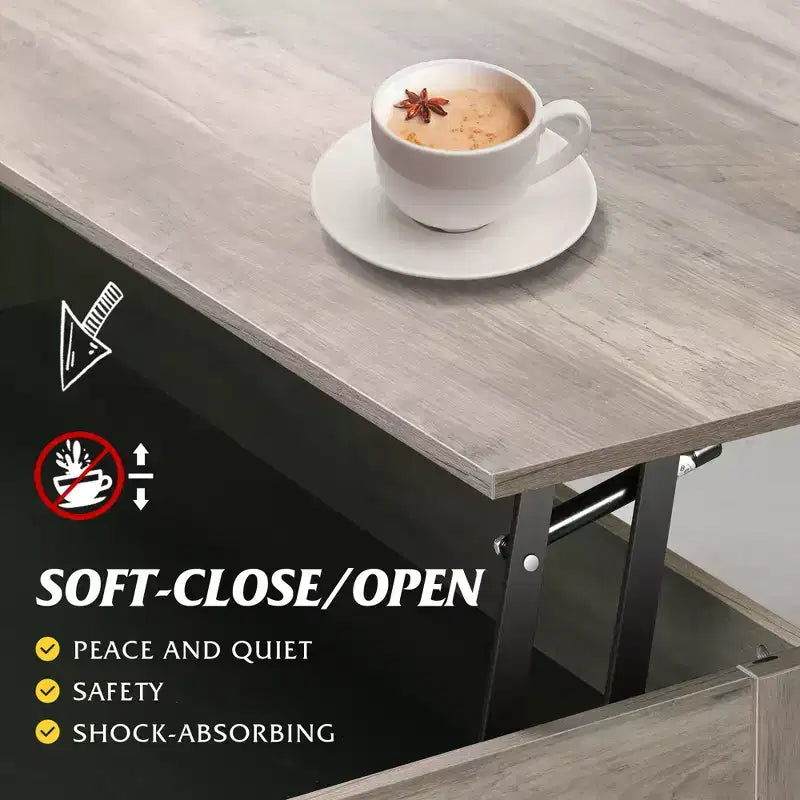 DEXYLLO Coffee Table 39 Lift Top Coffee Table with Hidden Compartment, Storage Drawers and Storage Shelf for Living Room, Reception Room