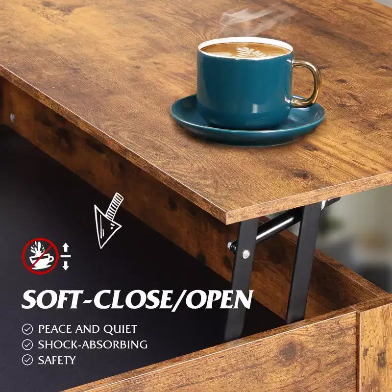 DEXYLLO Coffee Table 39 Lift Top Coffee Table with Hidden Compartment, Storage Drawers and Storage Shelf for Living Room, Reception Room