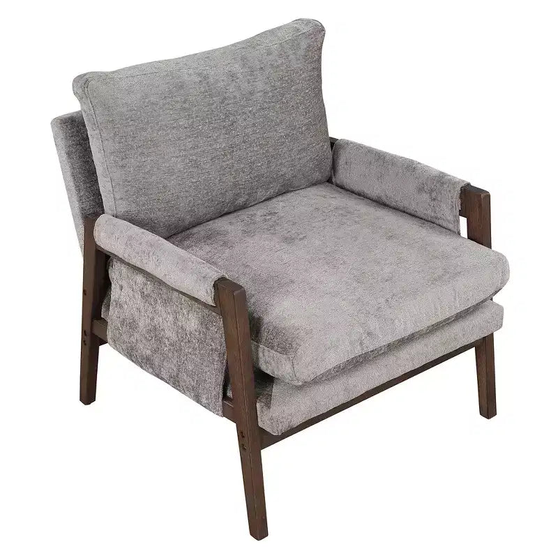 GDFStudio Forster Rubber Solid Wood Velvet Upholstered Accent Chair