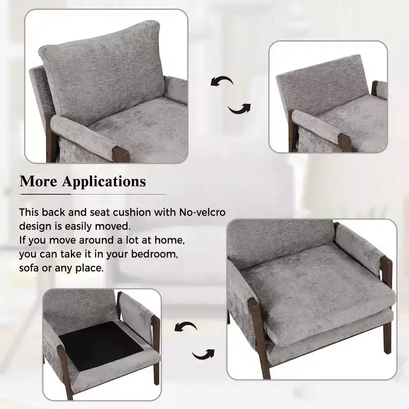 GDFStudio Forster Rubber Solid Wood Velvet Upholstered Accent Chair