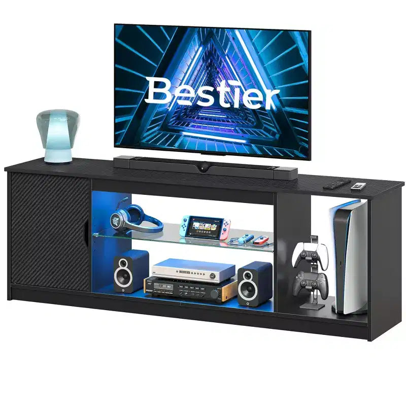 Bestier Modern TV Stand for up to 65 TVs Gaming Entertainment Center with Adjustable Shelves for PS5 - 58 inches