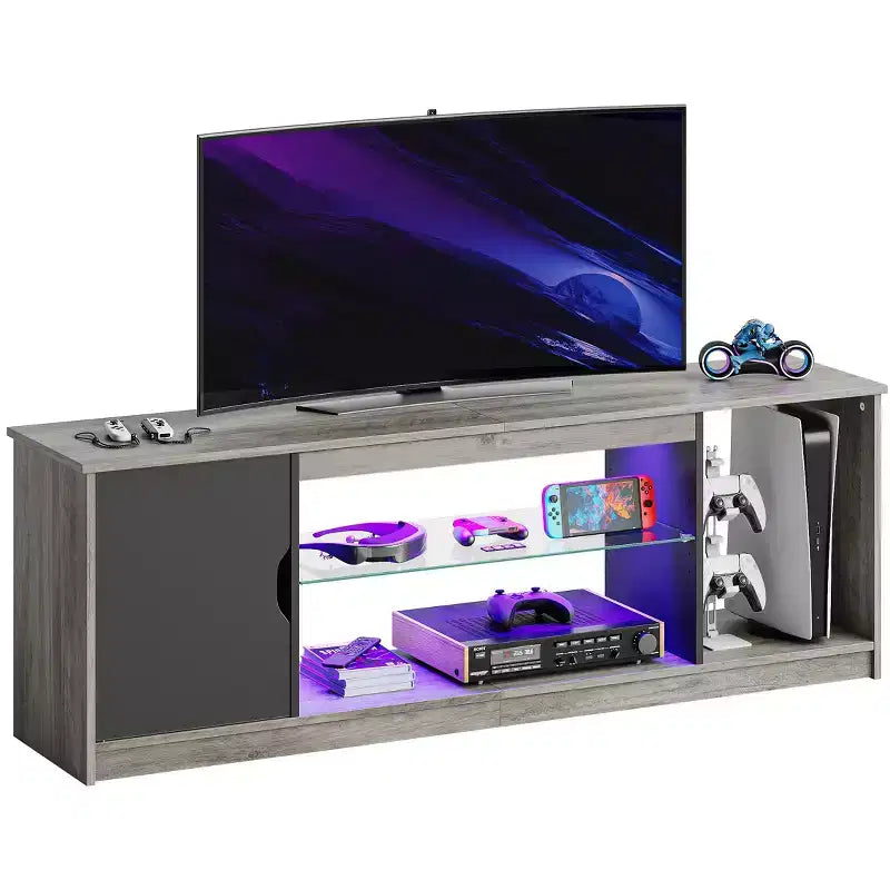 Bestier Modern TV Stand for up to 65 TVs Gaming Entertainment Center with Adjustable Shelves for PS5 - 58 inches
