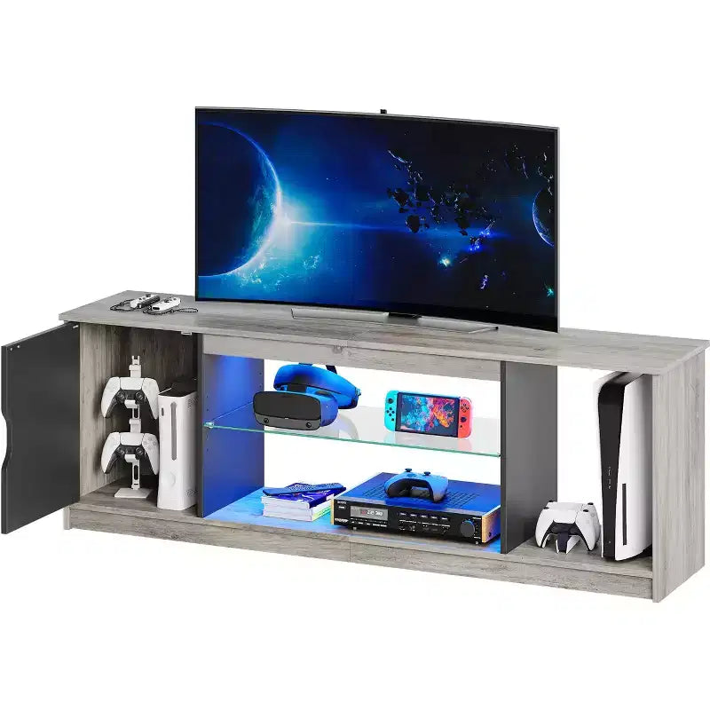 Bestier Modern TV Stand for up to 65 TVs Gaming Entertainment Center with Adjustable Shelves for PS5 - 58 inches
