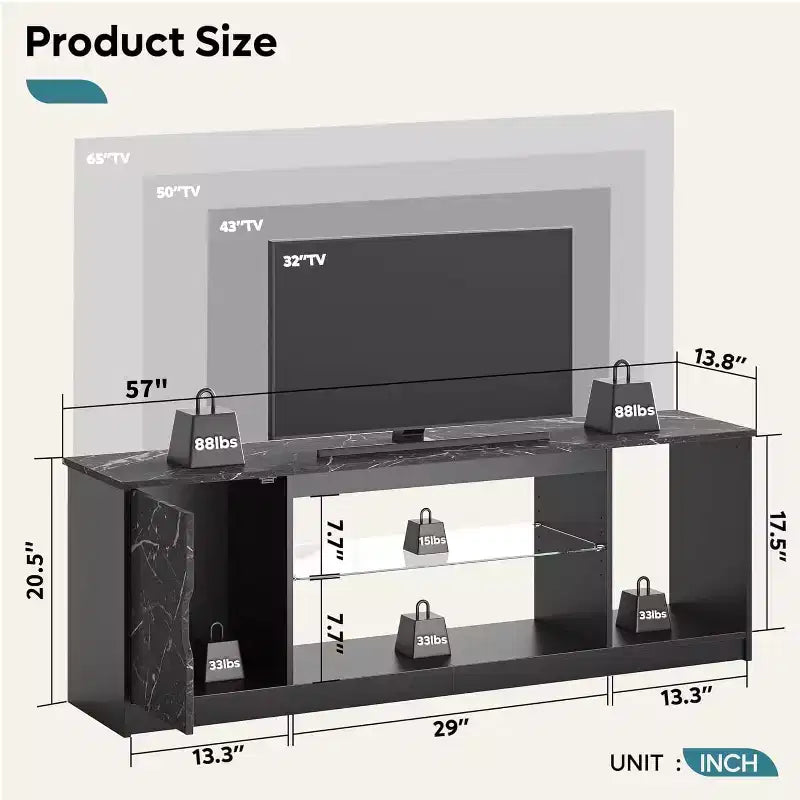 Bestier Modern TV Stand for up to 65 TVs Gaming Entertainment Center with Adjustable Shelves for PS5 - 58 inches
