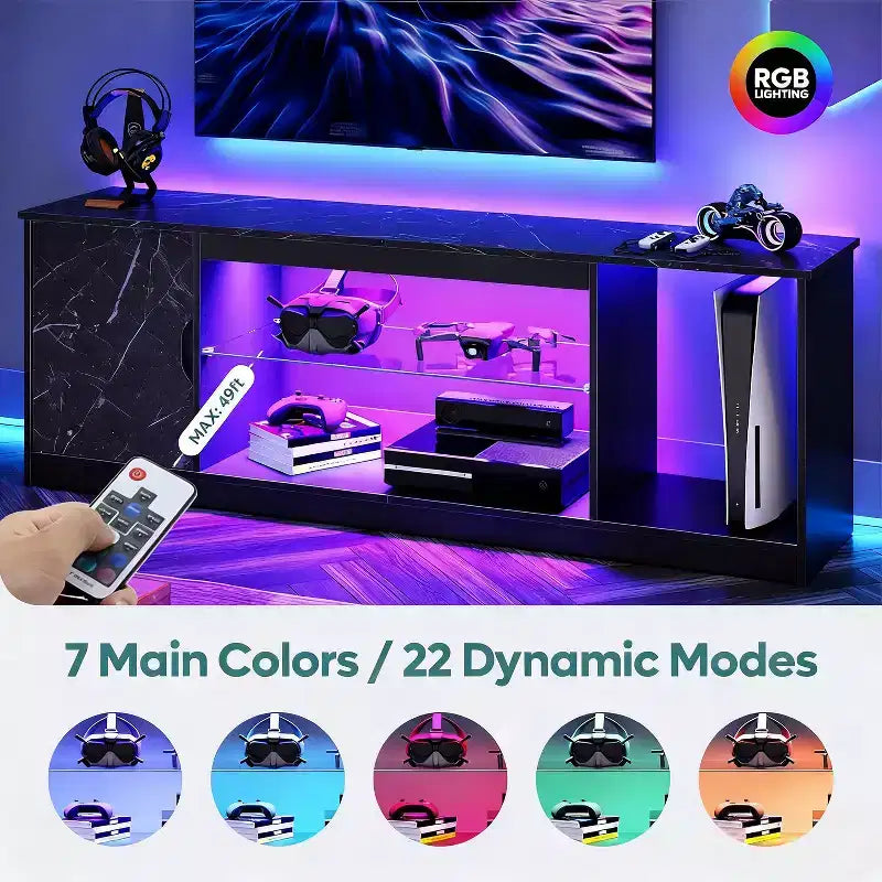 Bestier Modern TV Stand for up to 65 TVs Gaming Entertainment Center with Adjustable Shelves for PS5 - 58 inches