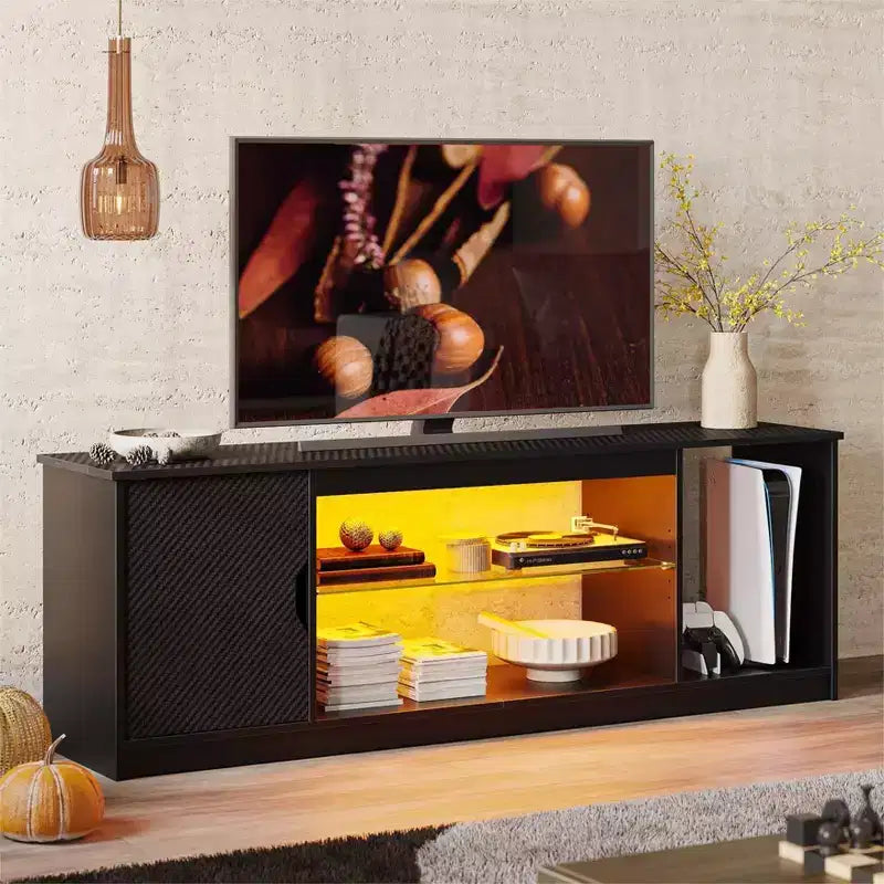 Bestier Modern TV Stand for up to 65 TVs Gaming Entertainment Center with Adjustable Shelves for PS5 - 58 inches
