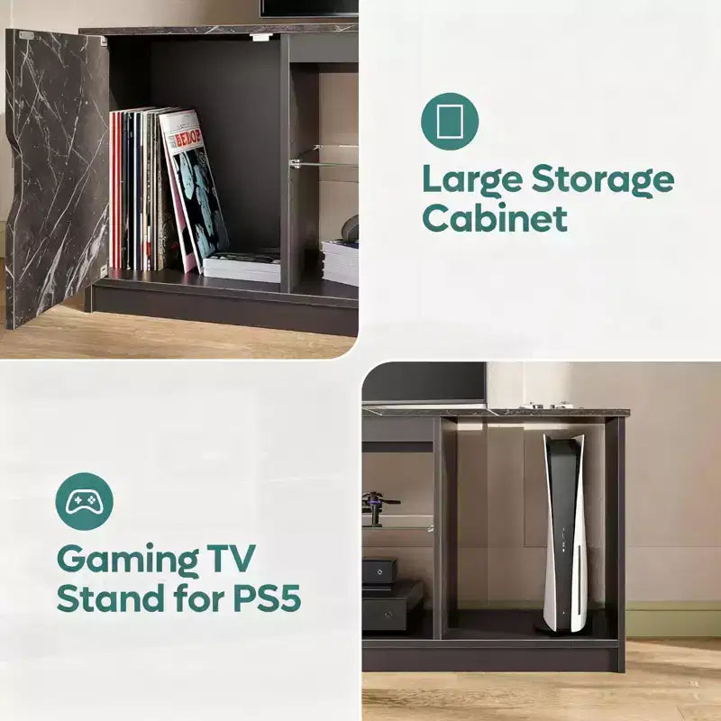 Bestier Modern TV Stand for up to 65 TVs Gaming Entertainment Center with Adjustable Shelves for PS5 - 58 inches