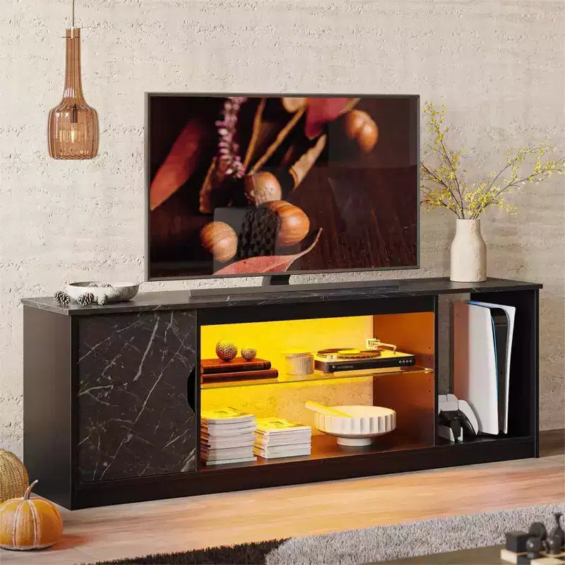 Bestier Modern TV Stand for up to 65 TVs Gaming Entertainment Center with Adjustable Shelves for PS5 - 58 inches