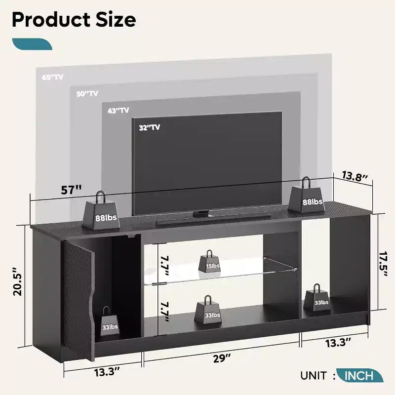 Bestier Modern TV Stand for up to 65 TVs Gaming Entertainment Center with Adjustable Shelves for PS5 - 58 inches