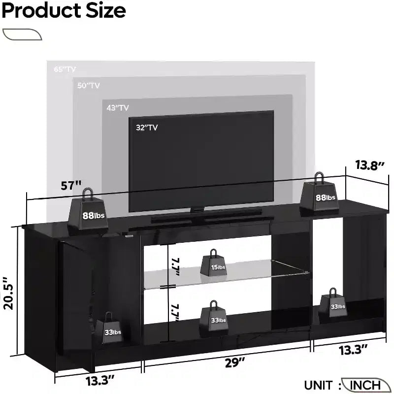 Bestier Modern TV Stand for up to 65 TVs Gaming Entertainment Center with Adjustable Shelves for PS5 - 58 inches
