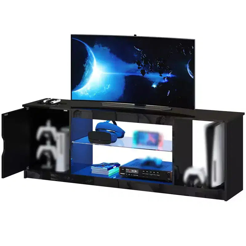 Bestier Modern TV Stand for up to 65 TVs Gaming Entertainment Center with Adjustable Shelves for PS5 - 58 inches