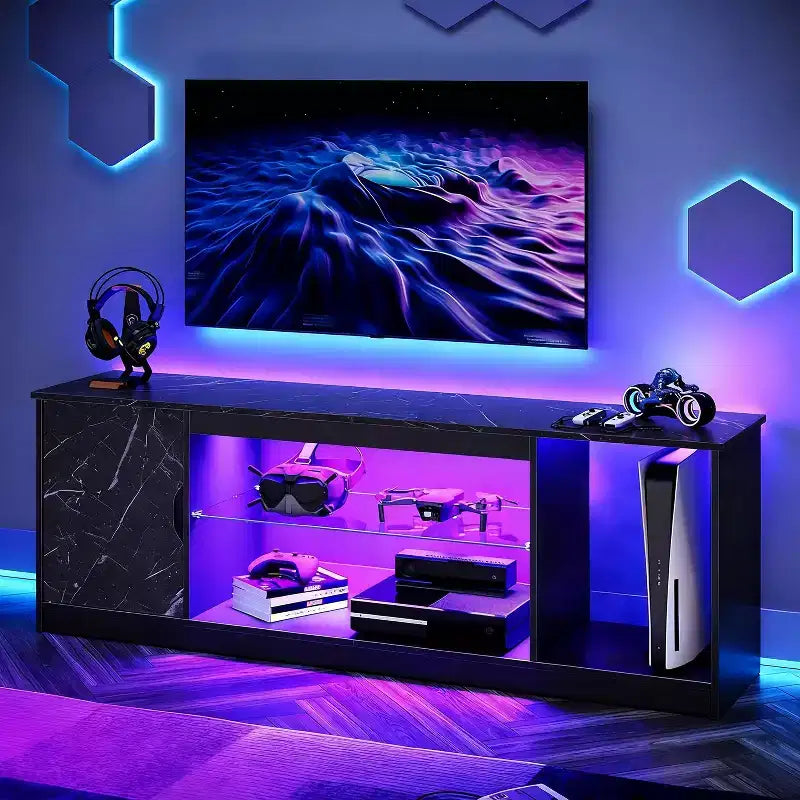 Bestier Modern TV Stand for up to 65 TVs Gaming Entertainment Center with Adjustable Shelves for PS5 - 58 inches