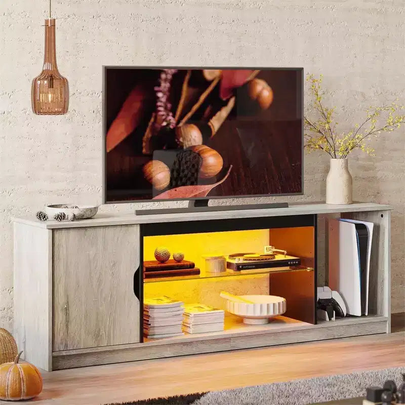 Bestier Modern TV Stand for up to 65 TVs Gaming Entertainment Center with Adjustable Shelves for PS5 - 58 inches