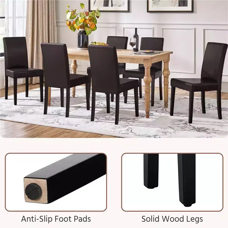 Yaheetech Set of 2 Faux Leather Armless High Back Dining Room Chairs with Rubberwood Legs