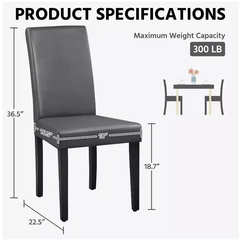 Yaheetech Set of 2 Faux Leather Armless High Back Dining Room Chairs with Rubberwood Legs