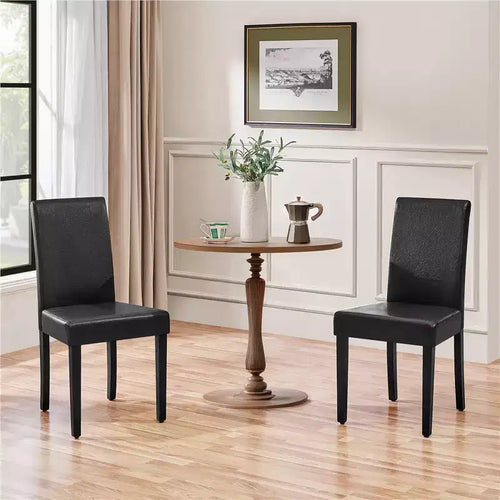 Yaheetech Set of 2 Faux Leather Armless High Back Dining Room Chairs with Rubberwood Legs