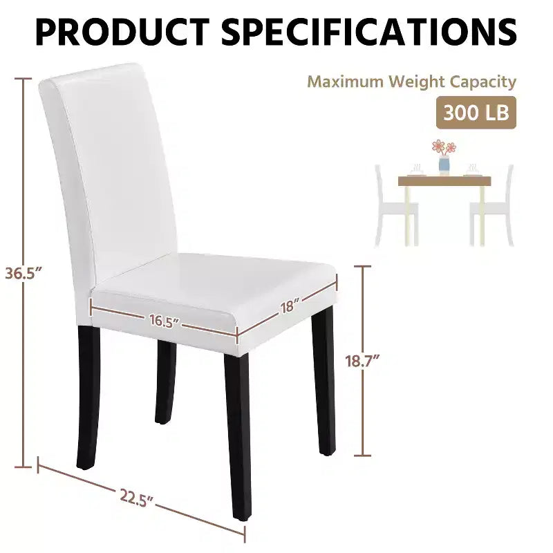 Yaheetech Set of 2 Faux Leather Armless High Back Dining Room Chairs with Rubberwood Legs