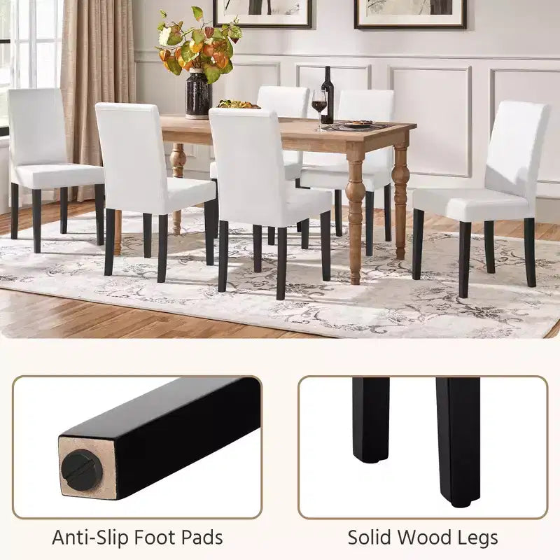 Yaheetech Set of 2 Faux Leather Armless High Back Dining Room Chairs with Rubberwood Legs