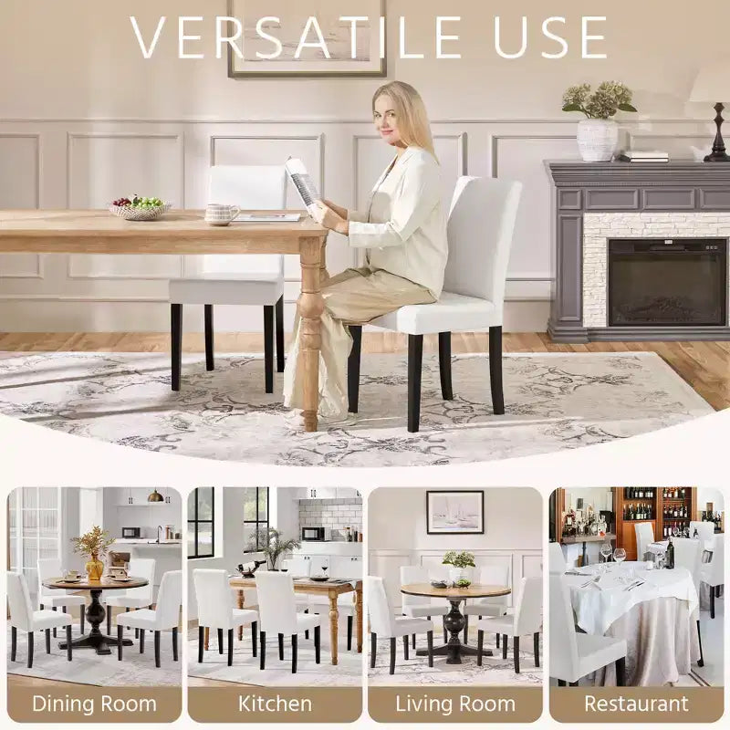 Yaheetech Set of 2 Faux Leather Armless High Back Dining Room Chairs with Rubberwood Legs