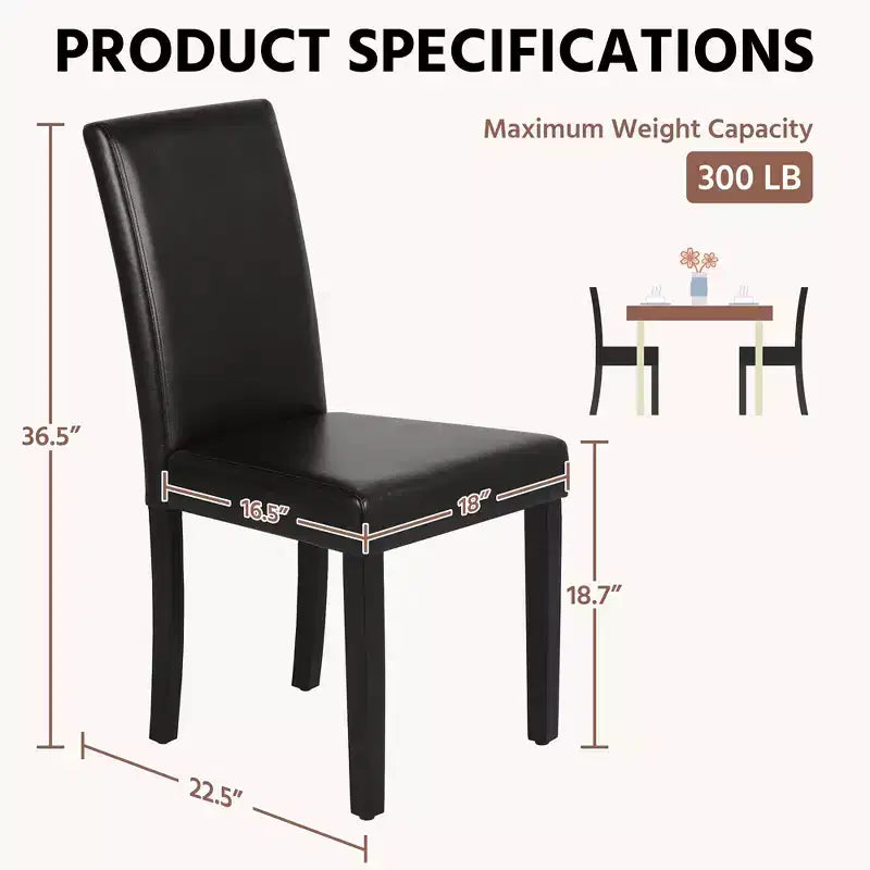 Yaheetech Set of 2 Faux Leather Armless High Back Dining Room Chairs with Rubberwood Legs